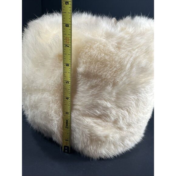 Vintage Muff Rabbit Fur Black Ivory Lined 1940s Mob Wife Style Old Hollywood - Picture 6 of 11